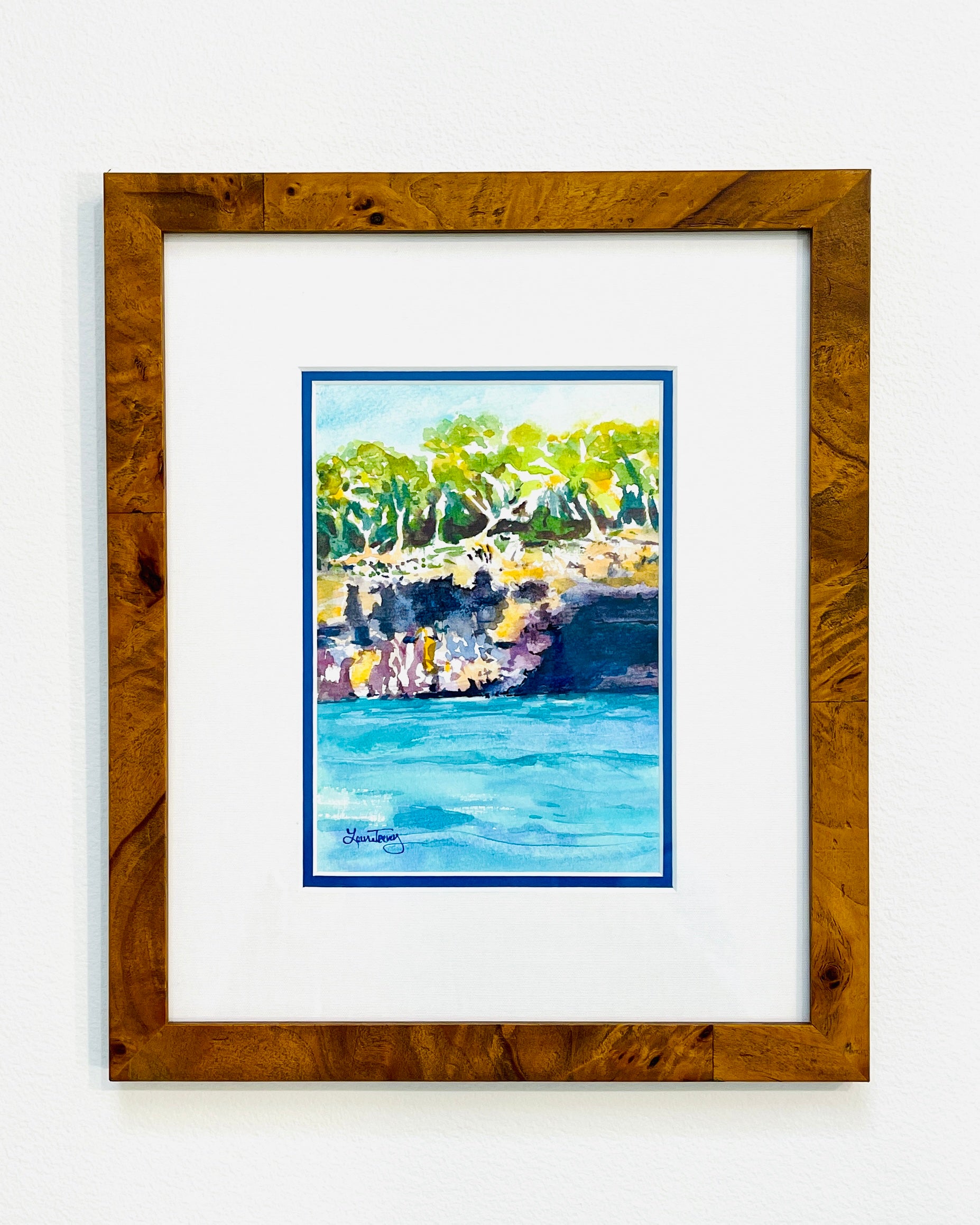 Palma Mallorca Cliffs & Sea - Vibrant Watercolor Giclée Print by Laura Trevey (view 4)
