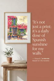 Pink Bougainvillea Valldemossa, Mallorca Watercolor Giclee Print by Laura Trevey (view 3)