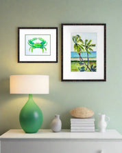 9x11 Turquoise Green Crab Original Coastal Watercolor Painting by Laura Trevey (view 5)