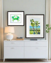 9x11 Turquoise Green Crab Original Coastal Watercolor Painting by Laura Trevey (view 3)
