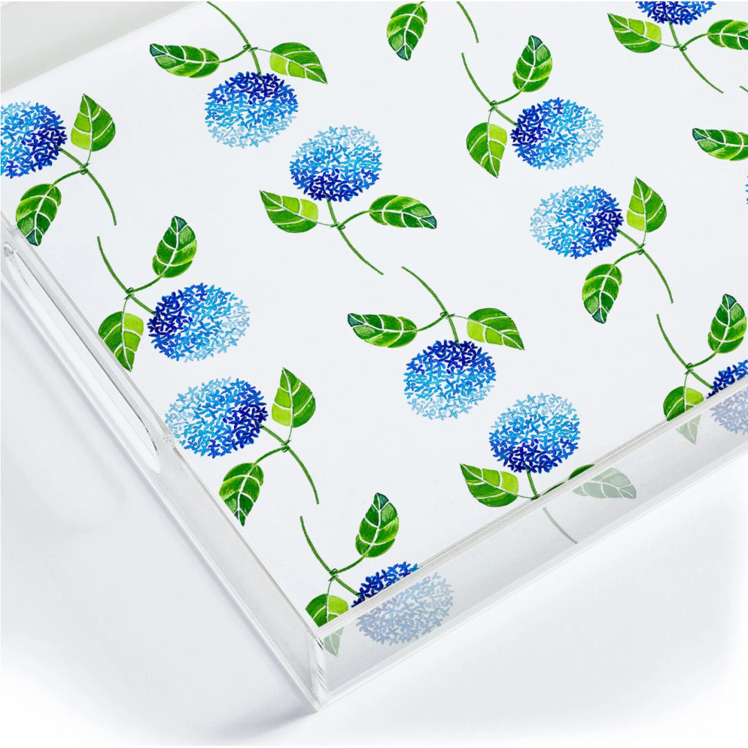Blue Hydrangea Acrylic Tray