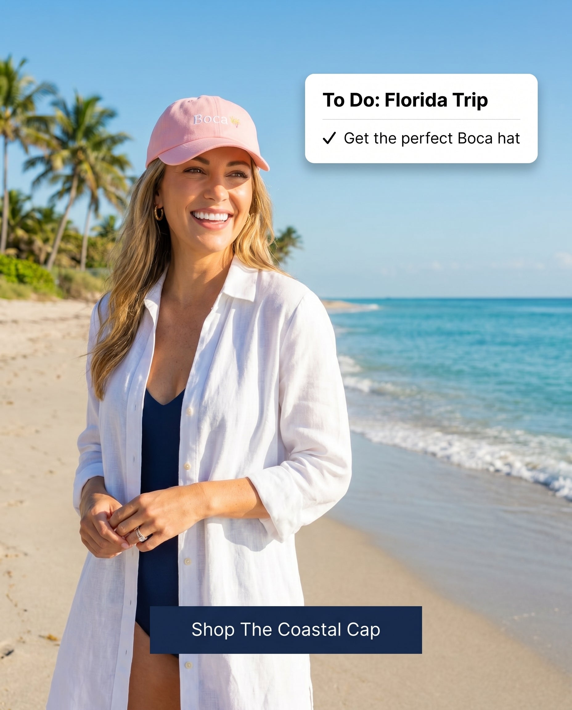 Boca Script Coastal Cap by Laura Trevey, embroidered hat (view 2)