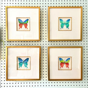 Framed Blue Green Butterfly III Watercolor by Laura Trevey (view 2)