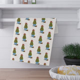 Boxwood Christmas Topiary Tea Towel | Watercolor Holiday Kitchen Towel