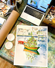 Christmas Tree in Harbor on Nantucket Print
