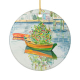 Christmas on Nantucket | Personalized Watercolor Ceramic Ornament