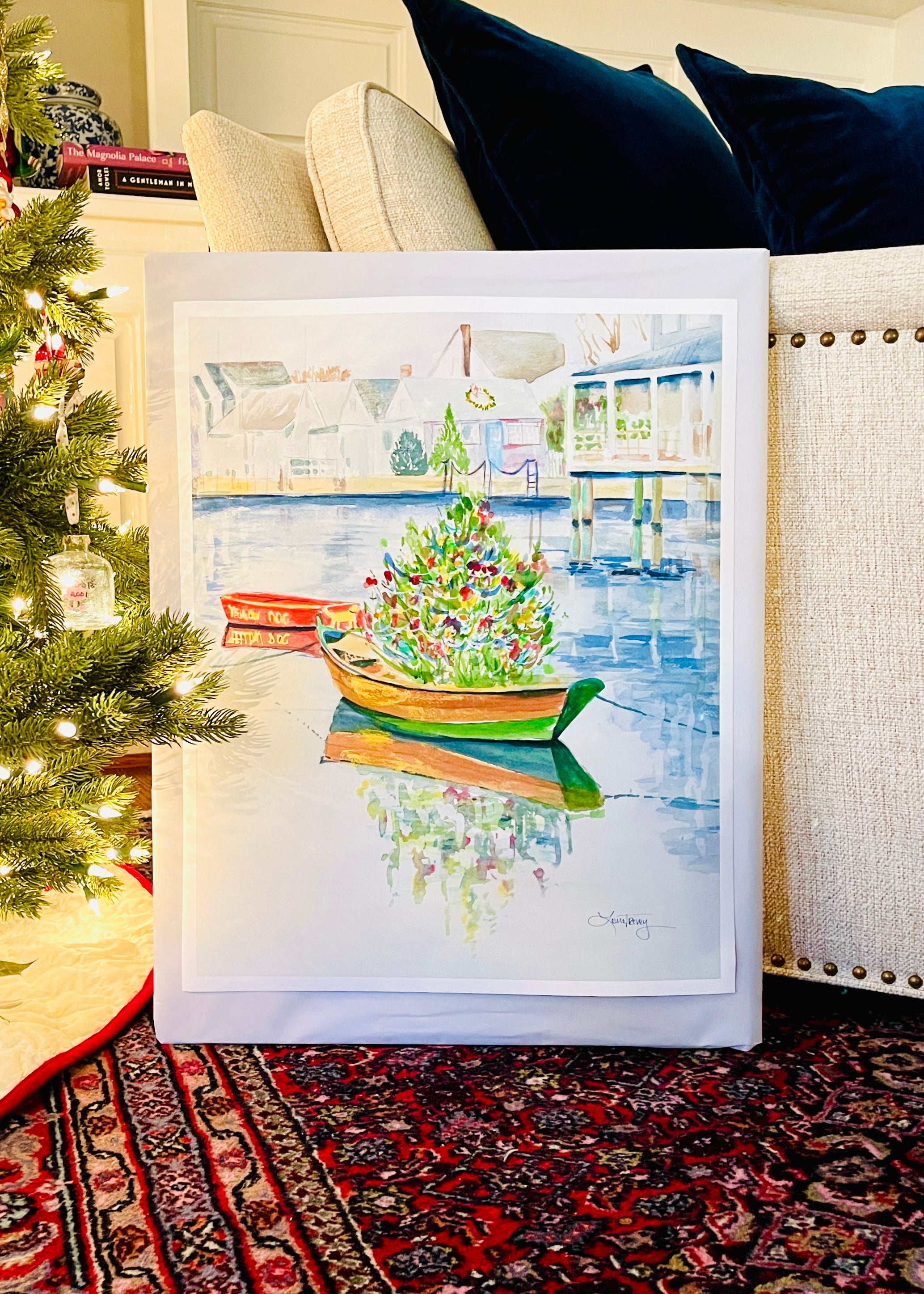 Christmas on Nantucket Watercolor Giclee Print by Laura Trevey (view 4)