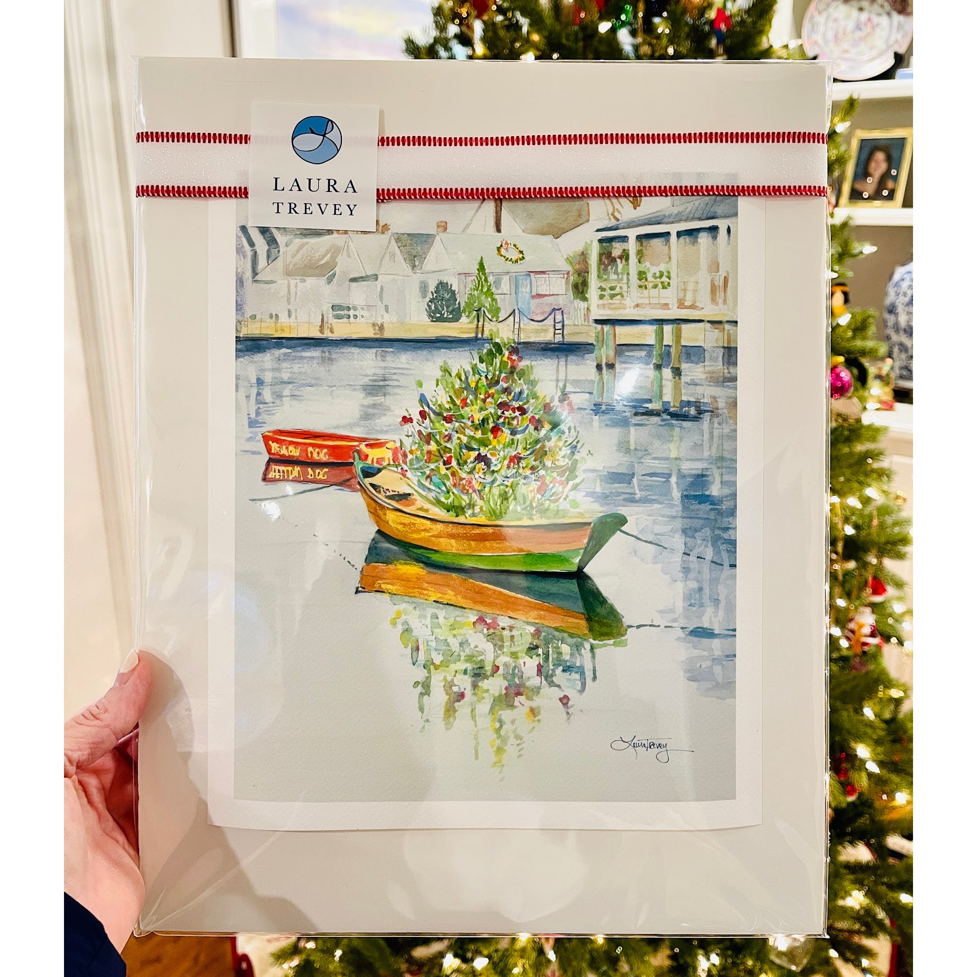 Christmas on Nantucket Watercolor Giclee Print by Laura Trevey (view 5)