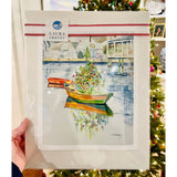 Christmas on Nantucket Watercolor Giclee Print | Nantucket Christmas Stroll Art