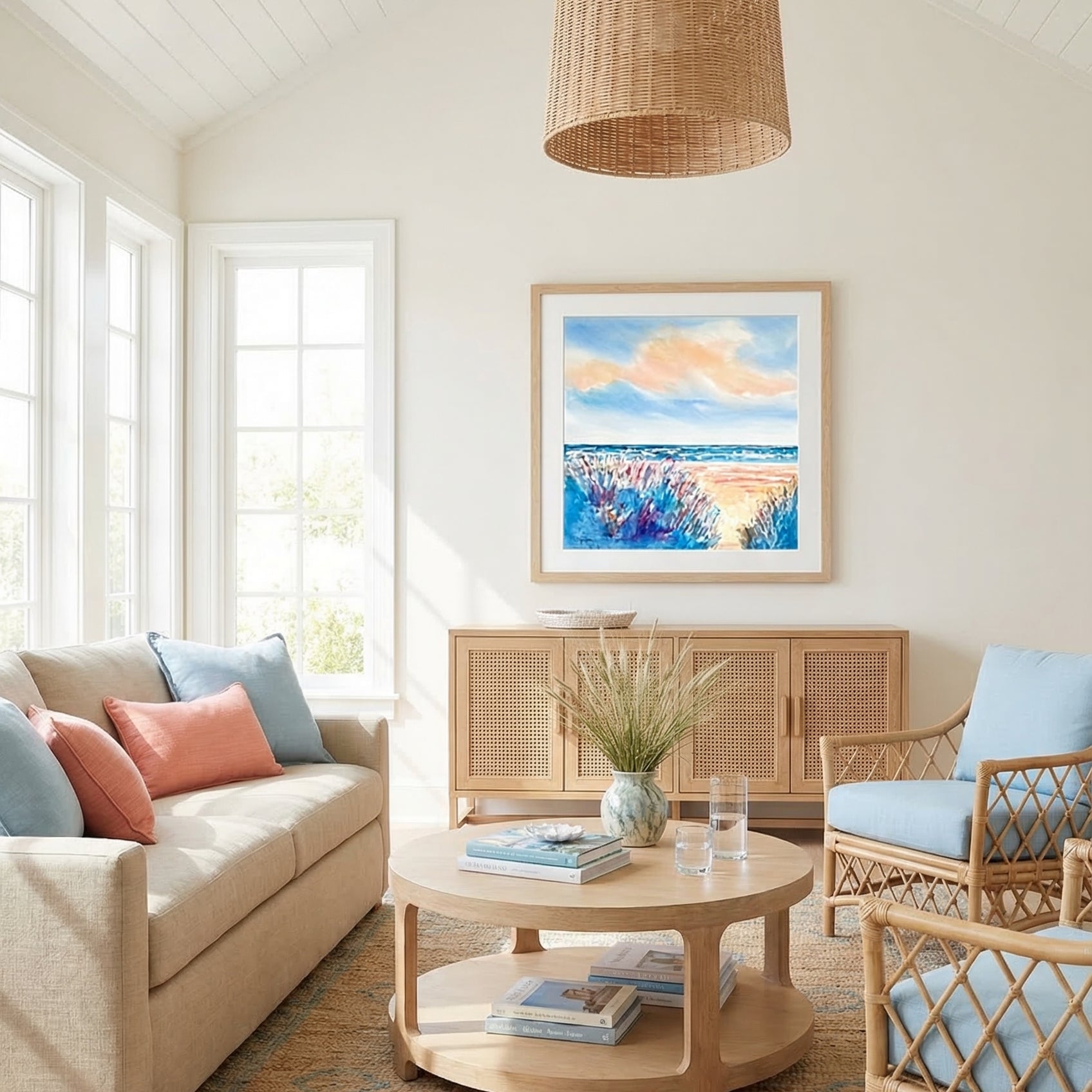Salty Air Coastal Seascape 22x22 by Laura Trevey (view 2)