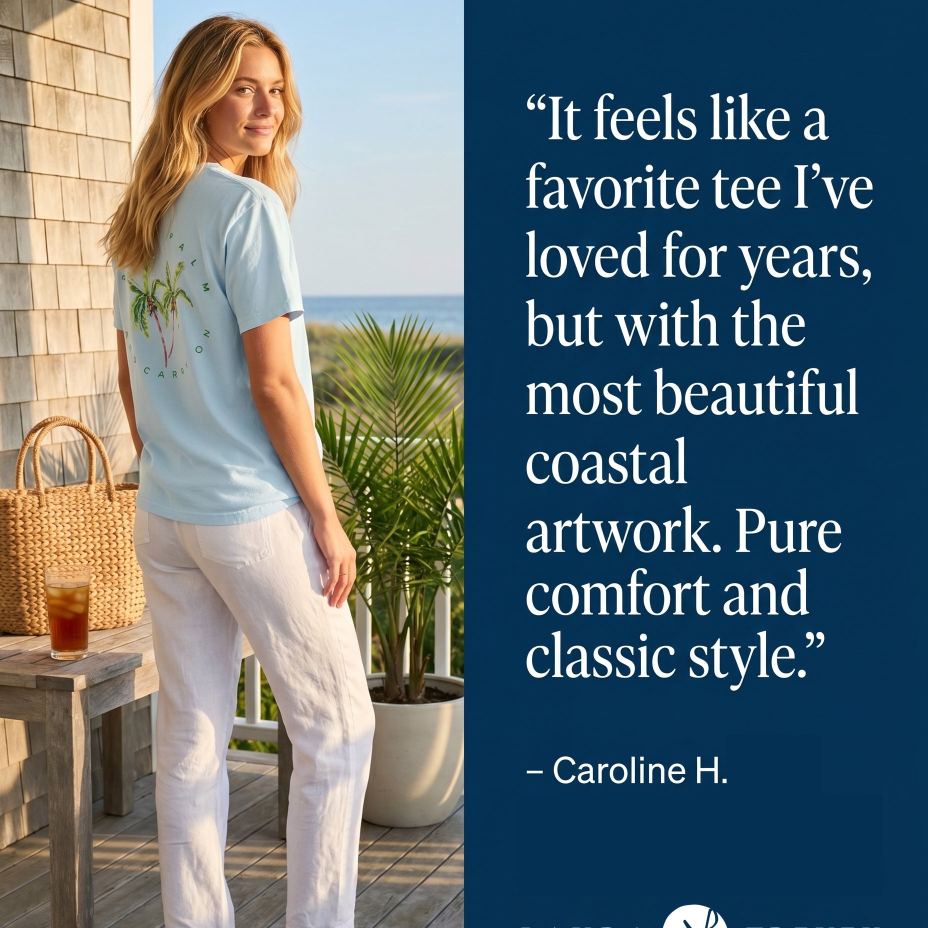 Keep Palm and Carry On Comfort Colors T-Shirt - Original Watercolor Palm Tree Tee by Laura Trevey (view 2)