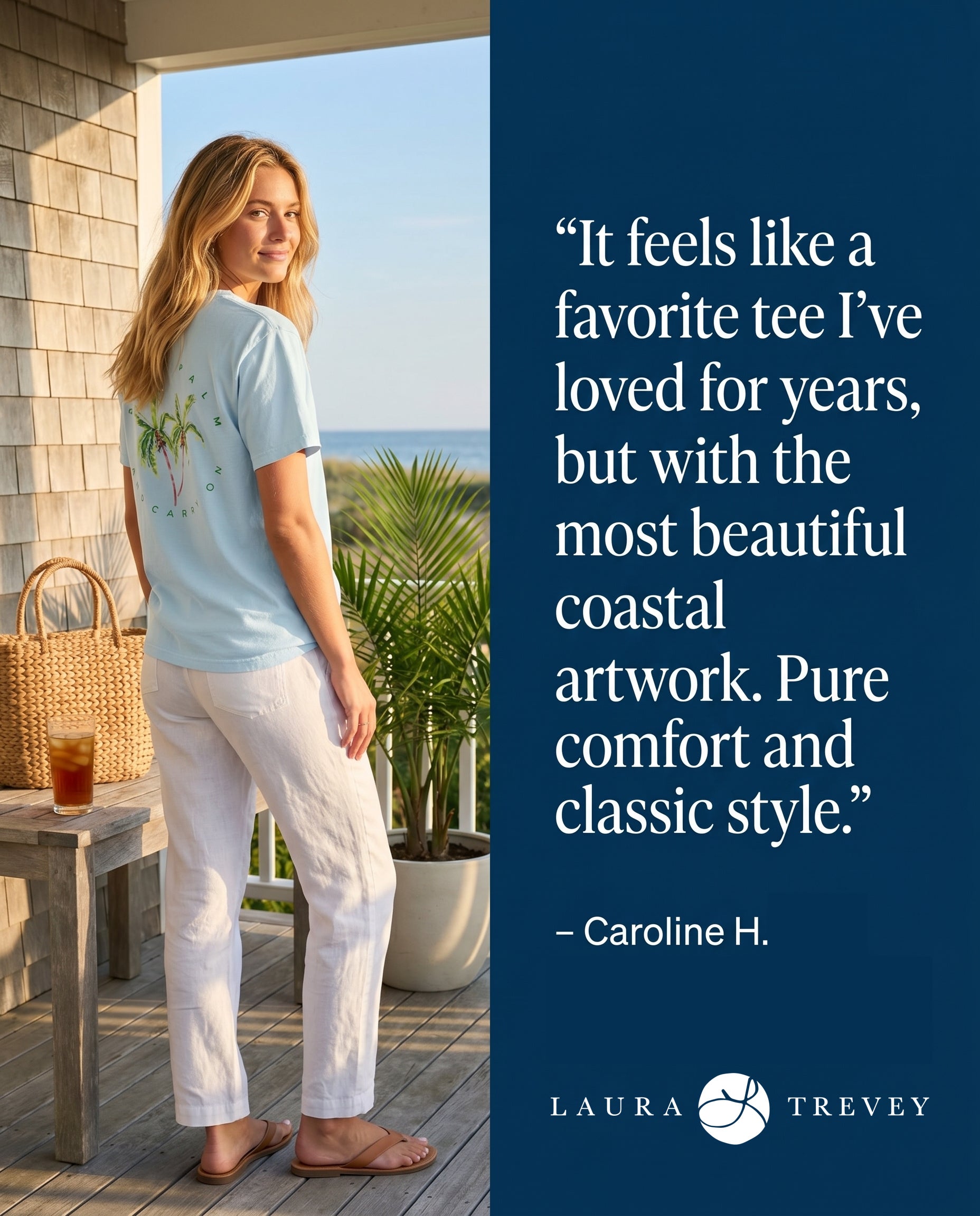 Keep Palm and Carry On Comfort Colors T-Shirt - Original Watercolor Palm Tree Tee by Laura Trevey (view 2)