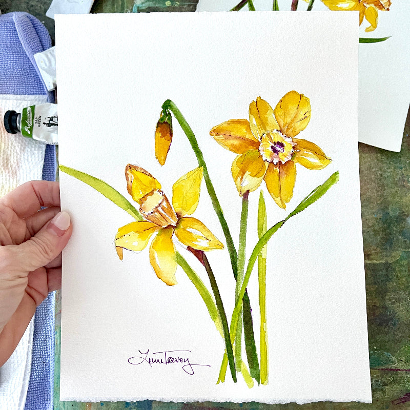 Daffodil Watercolor Painting 8x10