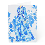 Elegant Lady in Blue Birthday Card | Watercolor Fashion Folded Card
