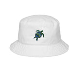 Sea Turtle Embroidered Bucket Hat – Original Watercolor Coastal Hat for Women