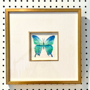 Framed Blue Green Butterfly IV Watercolor by Laura Trevey