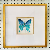Framed Blue Green Butterfly III Watercolor by Laura Trevey