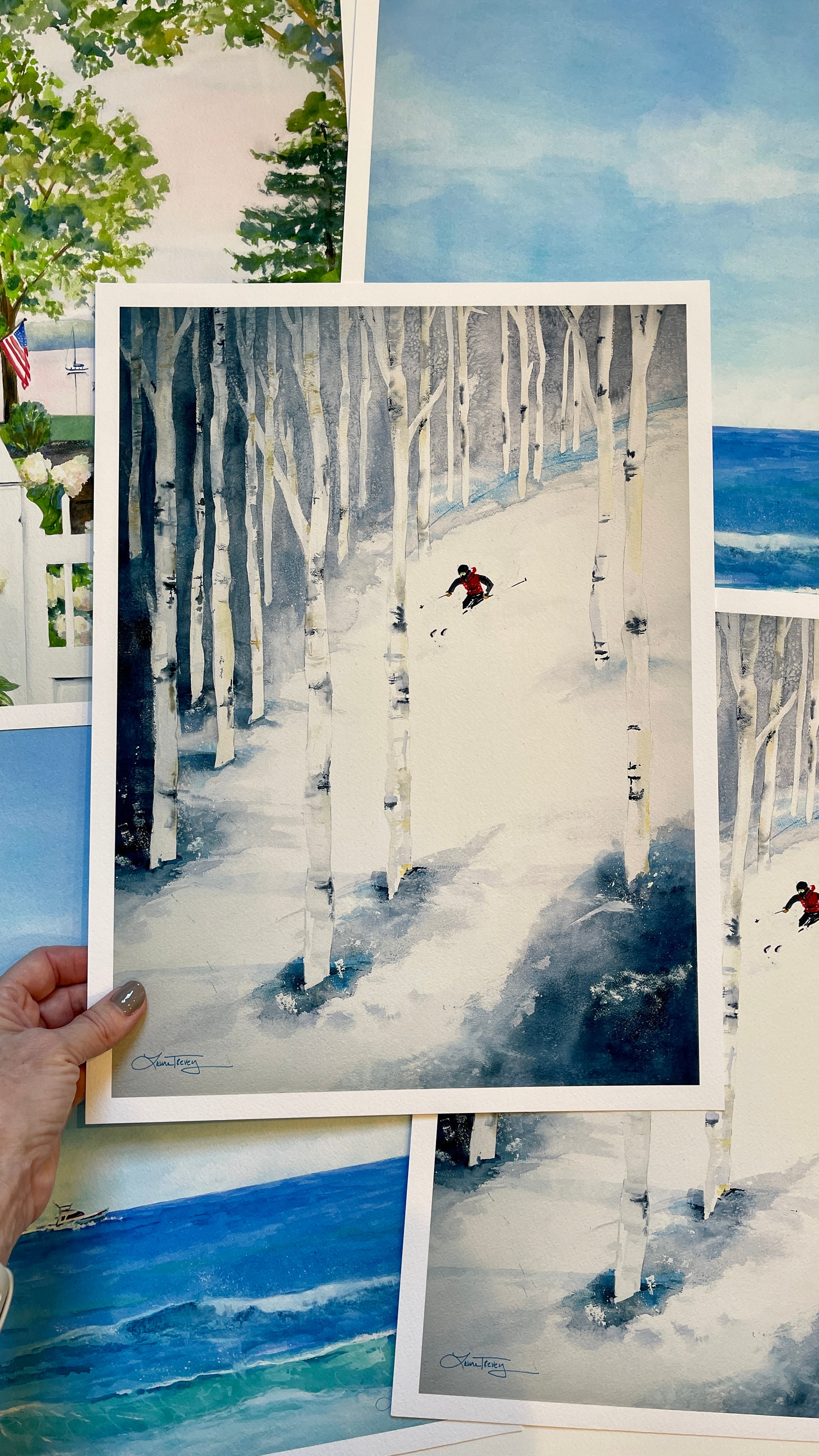 Black Diamond Ski Slopes Giclee Print by Laura Trevey (view 5)