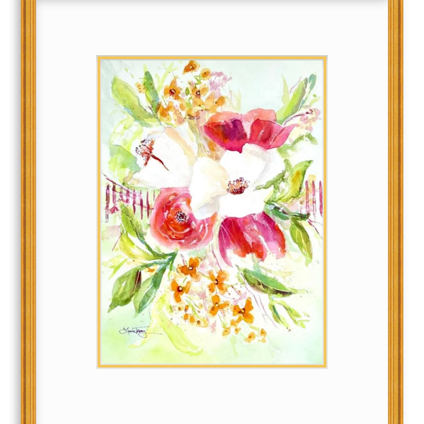11x15 Garden Delight Original Floral Watercolor Painting by Laura Trevey (view 2)