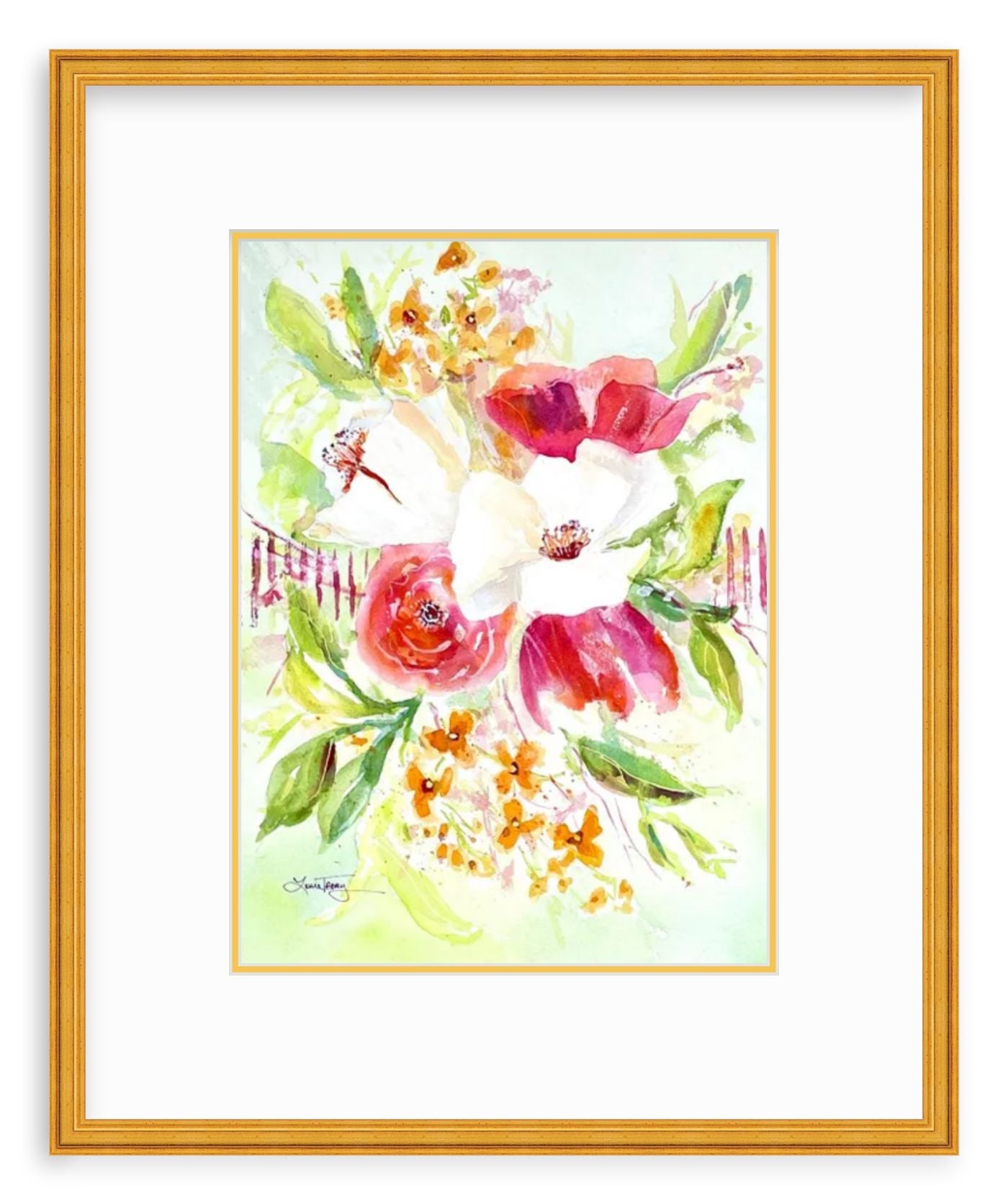 11x15 Garden Delight Original Floral Watercolor Painting by Laura Trevey (view 2)