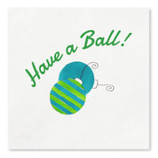 Have a Ball Christmas watercolor cocktail napkins with striped ornaments by Laura Trevey