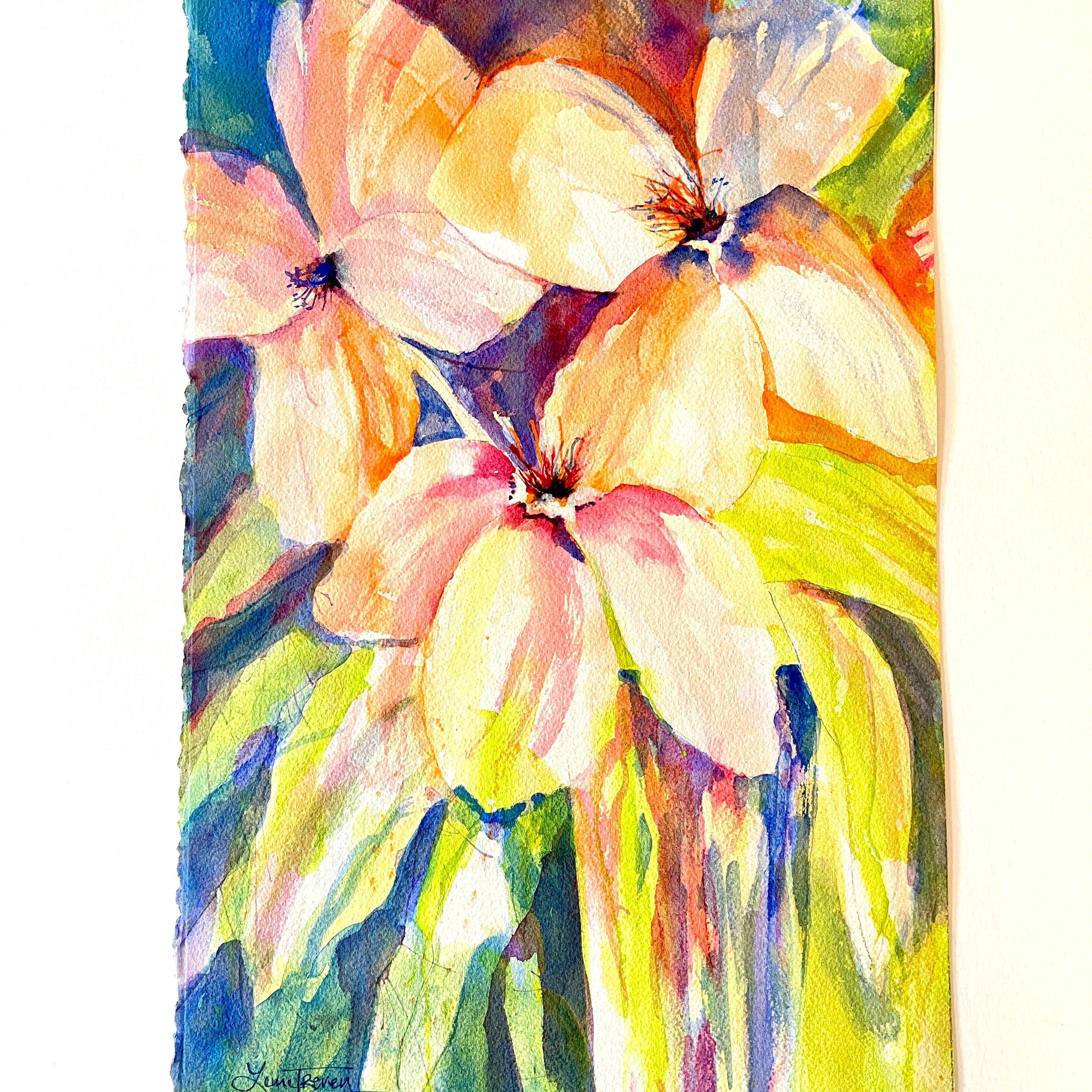 Hope II Abstract Floral Watercolor 10x16 by Laura Trevey