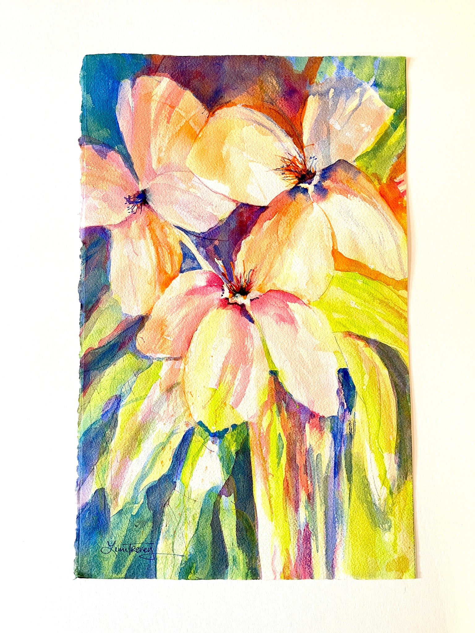 Hope II Abstract Floral Watercolor 10x16