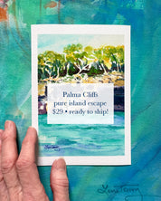 Palma Mallorca Cliffs & Sea - Vibrant Watercolor Giclée Print by Laura Trevey (view 8)