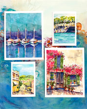 Pink Bougainvillea Valldemossa, Mallorca Watercolor Giclee Print by Laura Trevey (view 5)