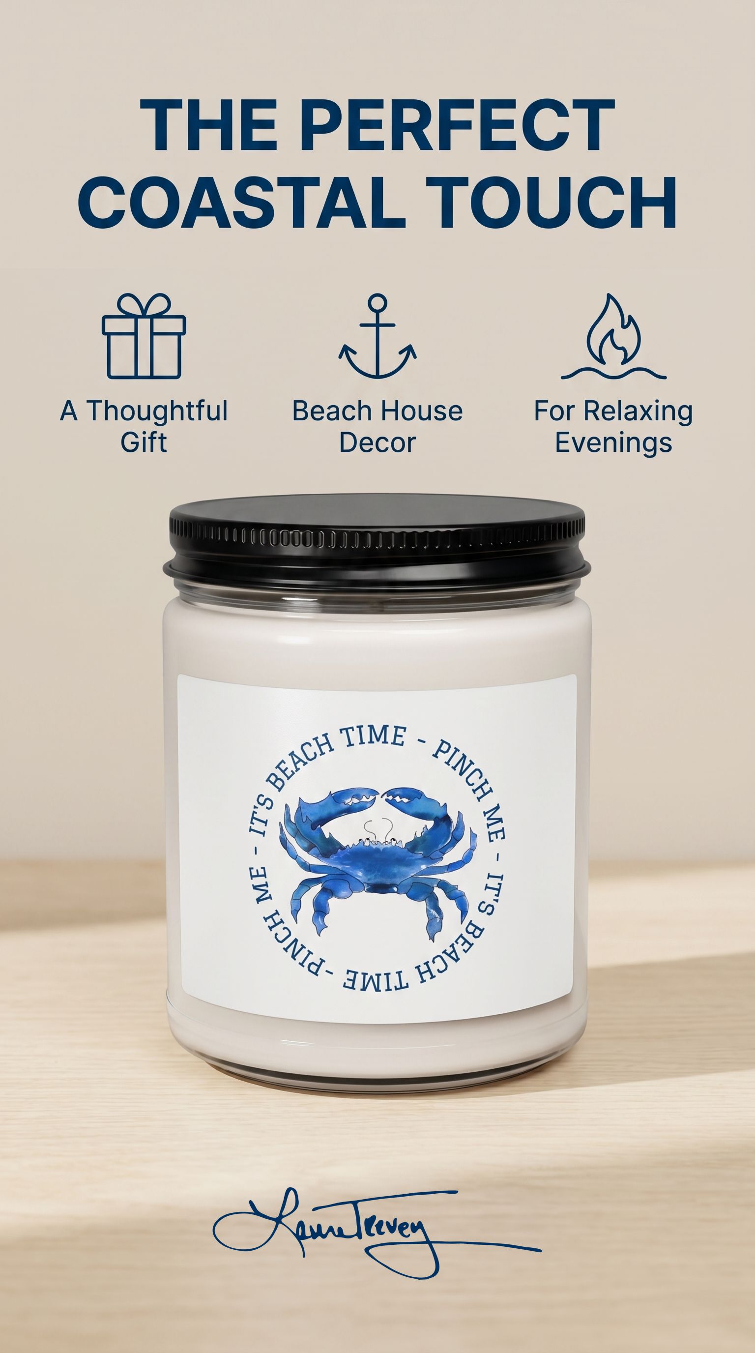 It's Beach Time, Pinch Me Candle by Laura Trevey (view 6)