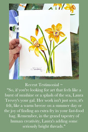 8x10 Original Yellow Daffodil Watercolor by Laura Trevey (view 4)