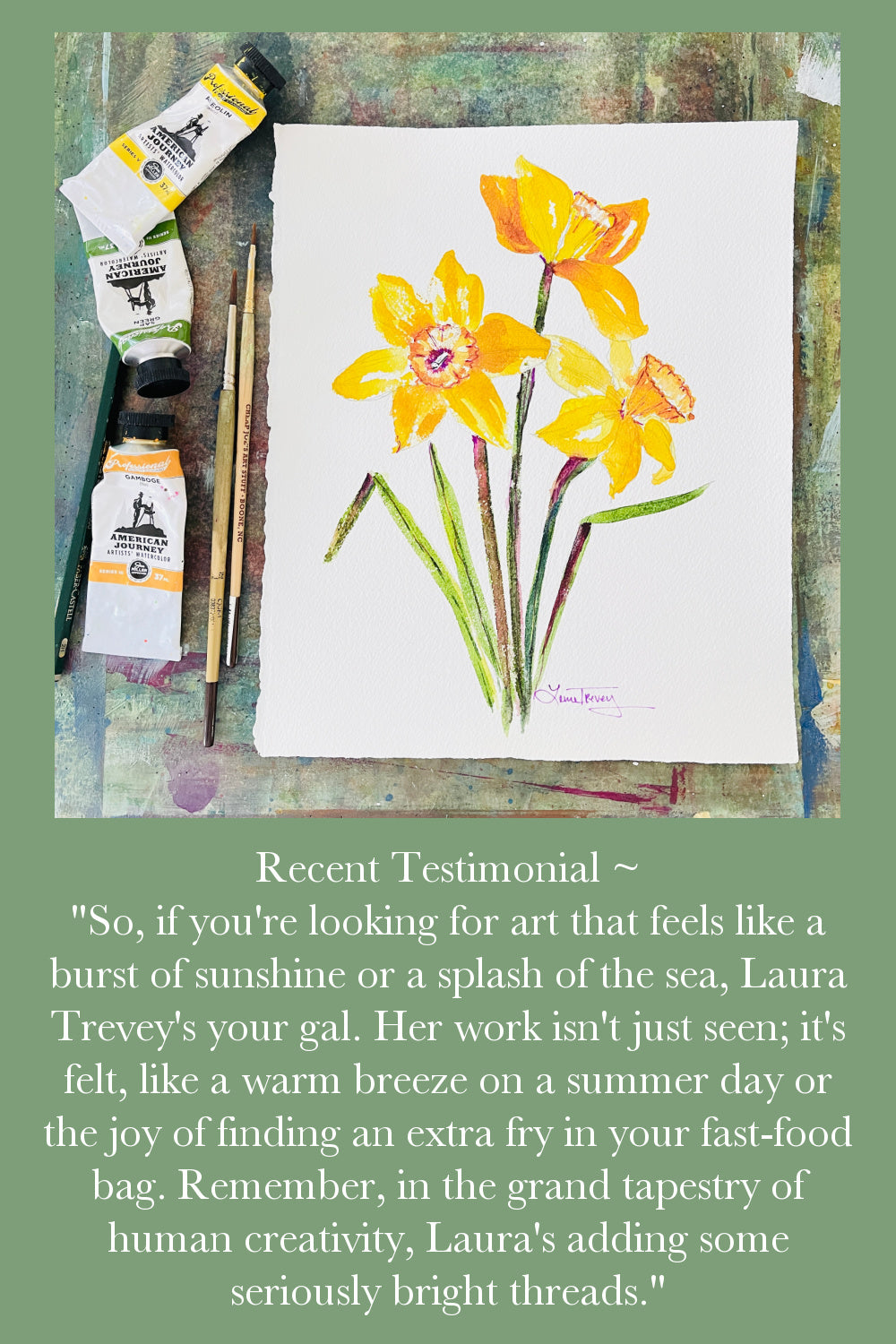 Daffodils 8x10 Botanical Watercolor Original Painting