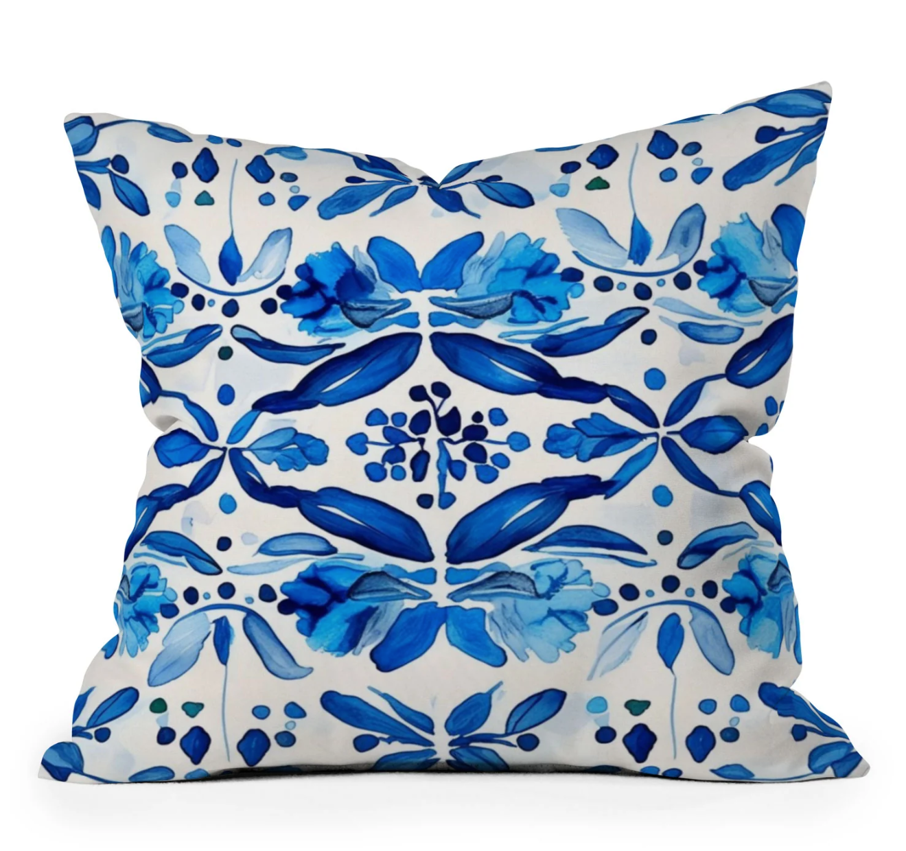 Madrid Mist Blue & White Spanish Tile Throw Pillow