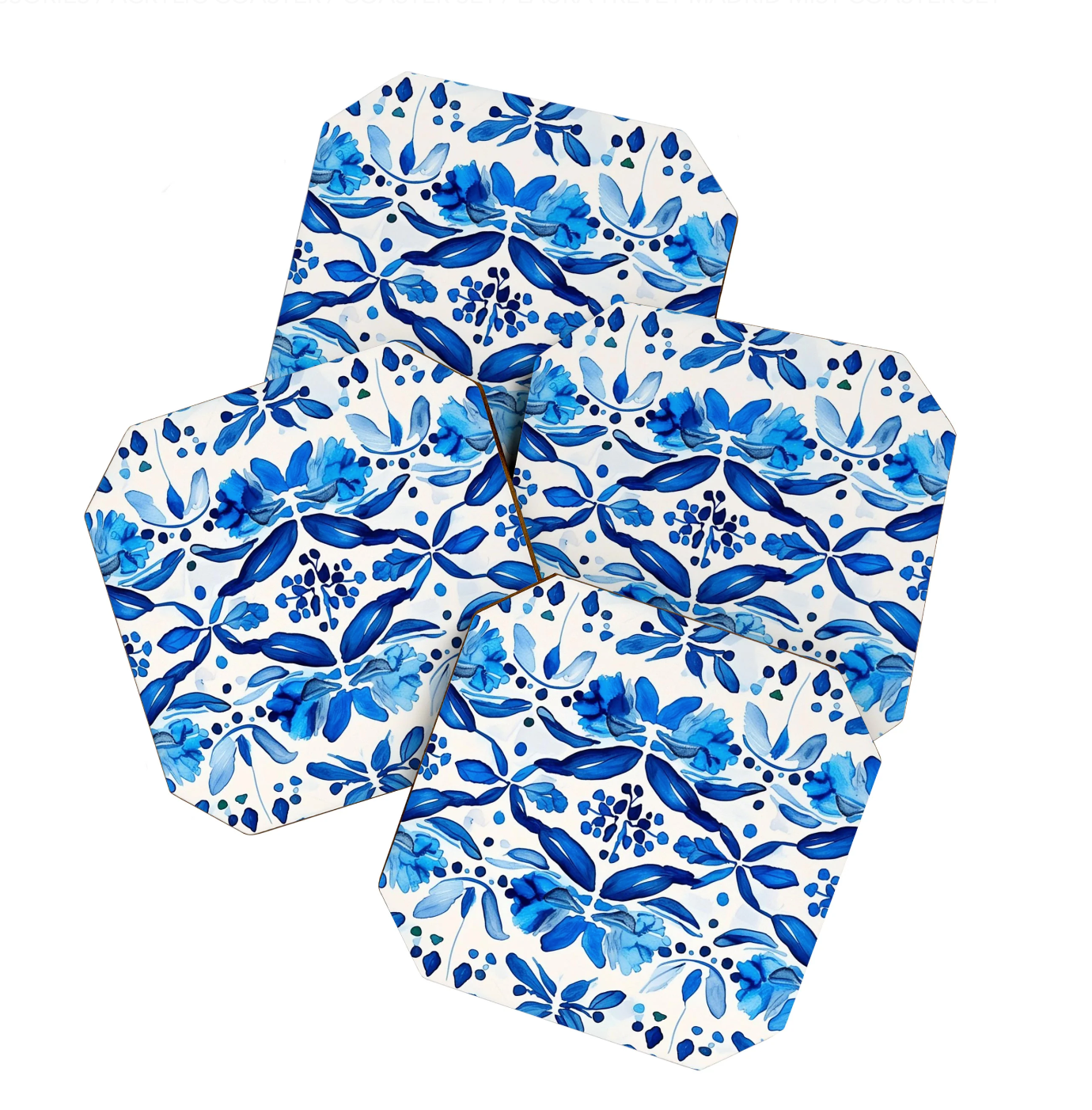 Madrid Mist Coaster Set | Blue and White Coasters (Set of 4)