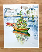 Christmas on Nantucket Watercolor Giclee Print by Laura Trevey (view 3)