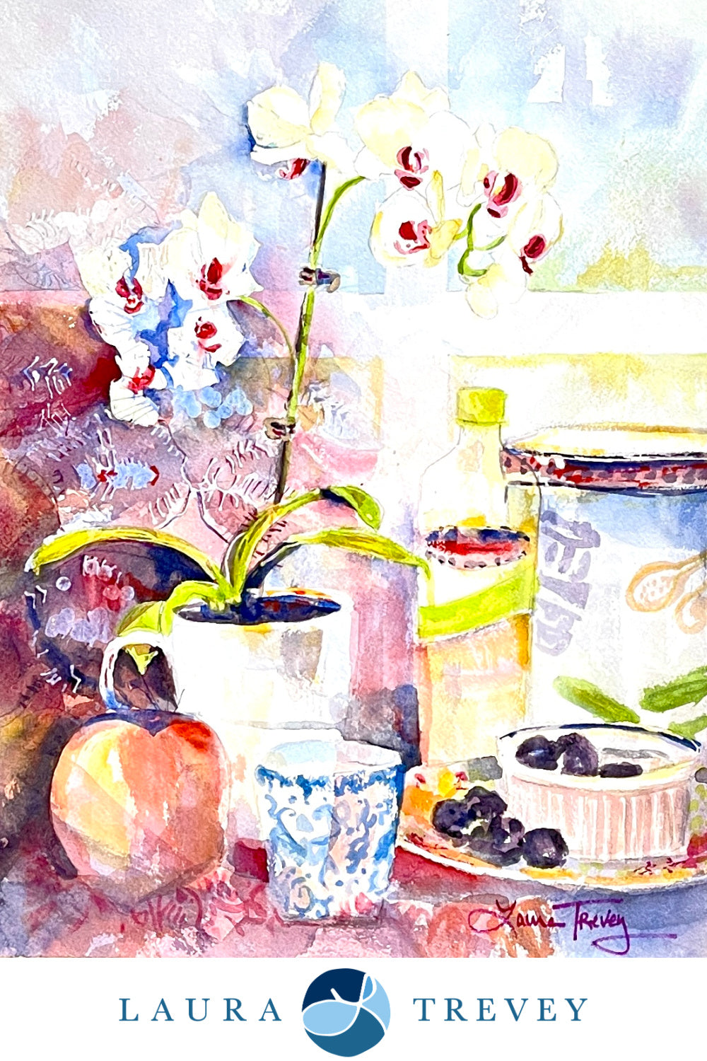 Orchid in a Tea Cup Giclee Print by Laura Trevey (view 3)