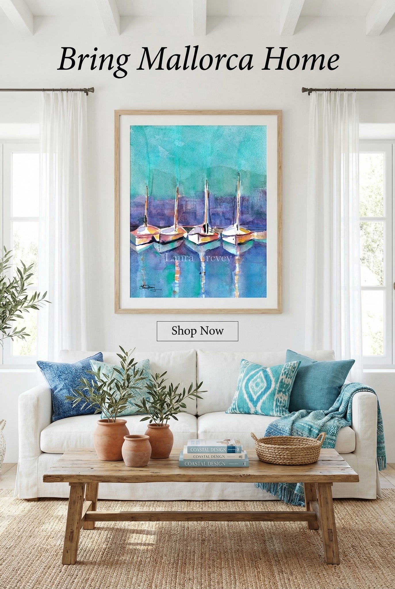 Port de Soller Giclee Print - Coastal Watercolor Art – Laura Trevey