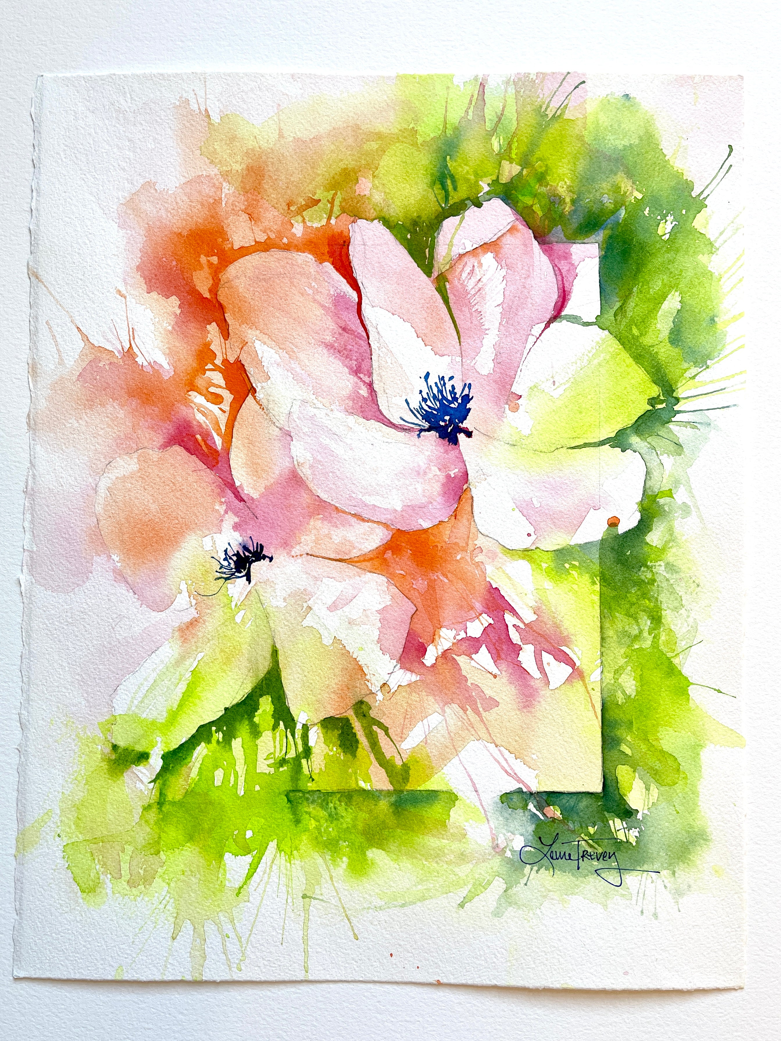 Positive Vibes 11x14 Watercolor by Laura Trevey