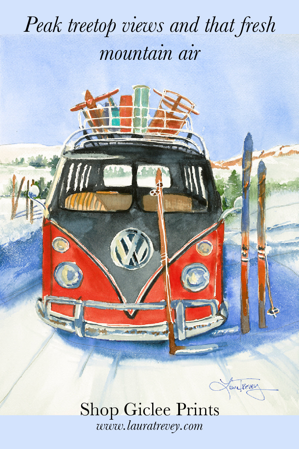 Winter Weekends Watercolor Giclee Print