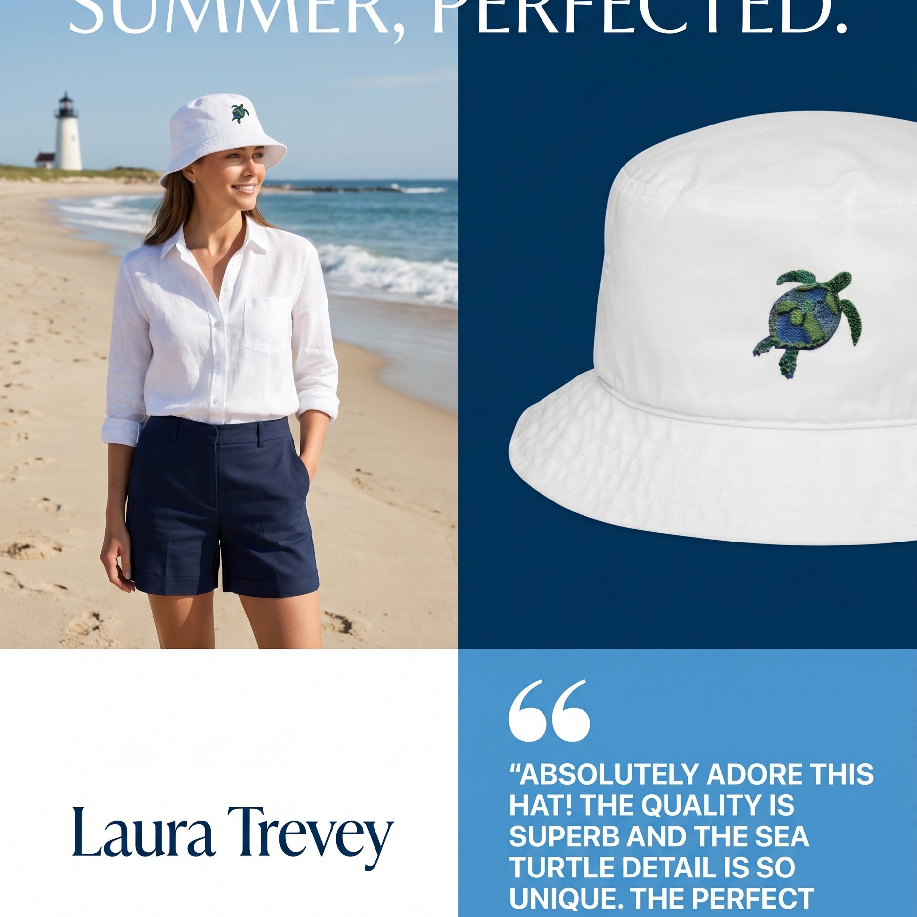 Sea Turtle Embroidered Bucket Hat by Laura Trevey (view 2)