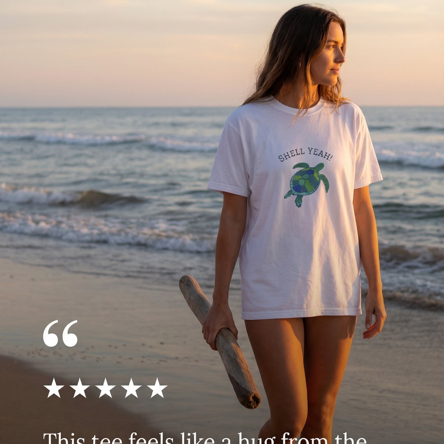 Sea Turtle Tee  "Shell Yeah!" Graphic T-Shirt by Laura Trevey (view 2)