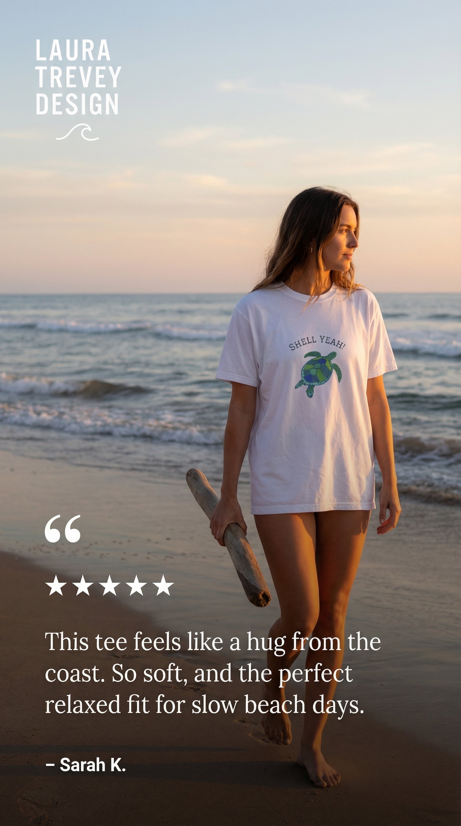 Sea Turtle Tee  "Shell Yeah!" Graphic T-Shirt by Laura Trevey (view 2)