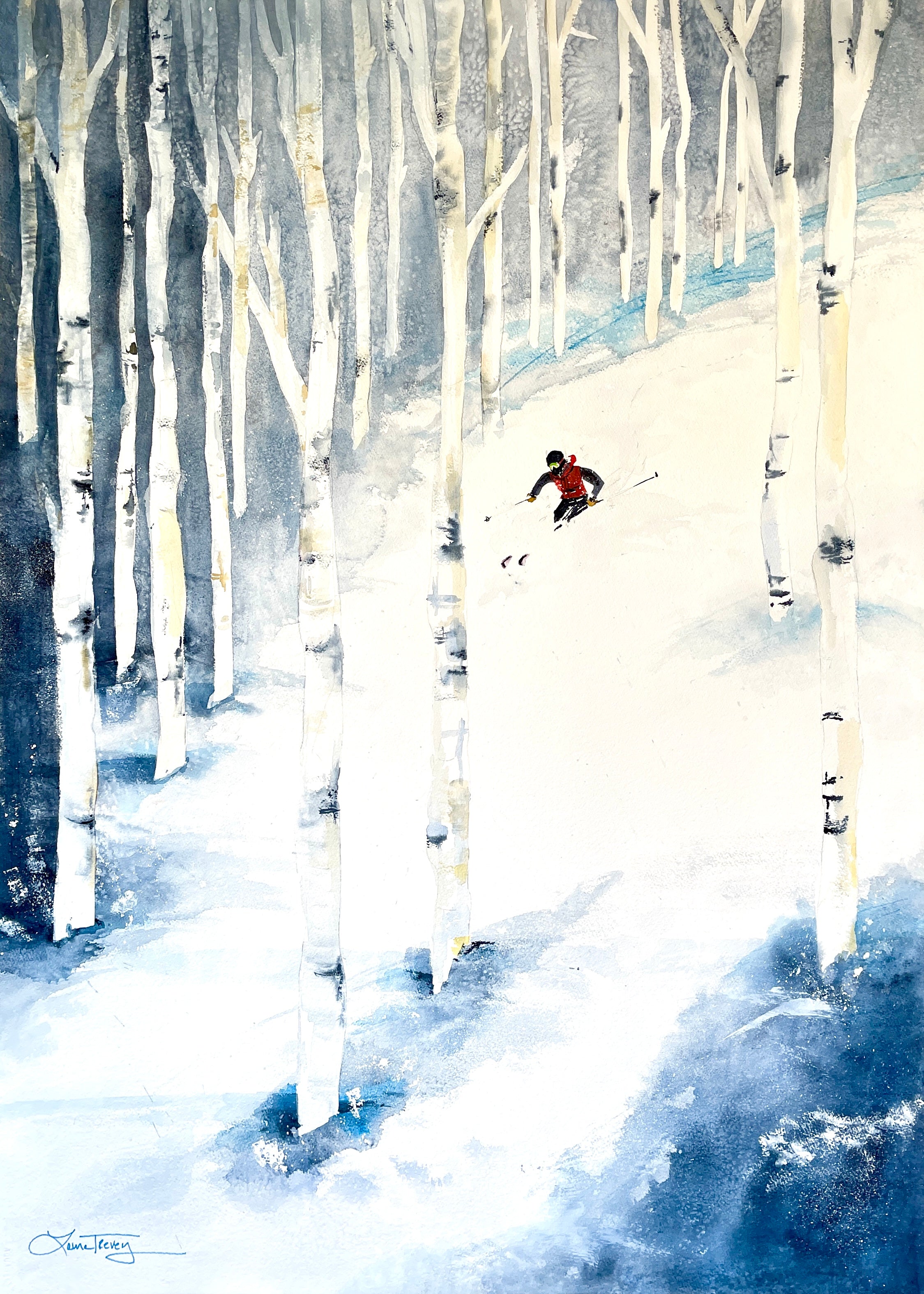 Black Diamond Ski Slopes Giclee Print by Laura Trevey
