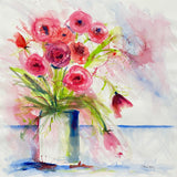 Summer Blooms Original Watercolor Painting 22x22 – Floral Fine Art by Laura Trevey