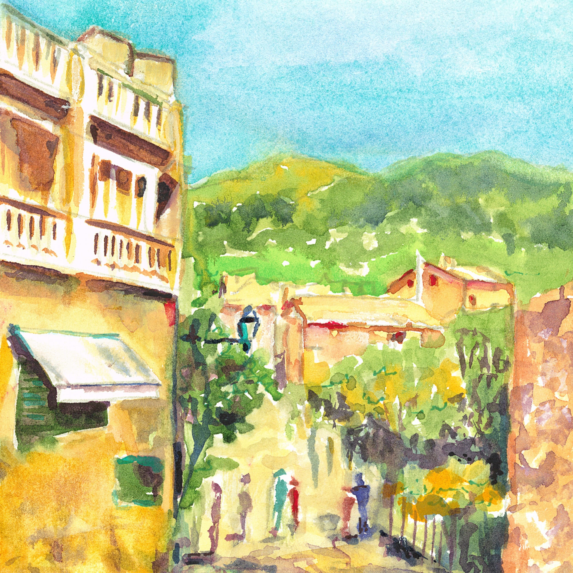 Valldemossa, Mallorca Watercolor Giclee Print by Laura Trevey