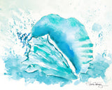 Blue Conch Shell Coastal Giclee Print