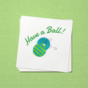 Have a Ball Christmas Cocktail Napkins | Watercolor Ornament Paper Napkins – stack of cocktail napkins on lime green linen