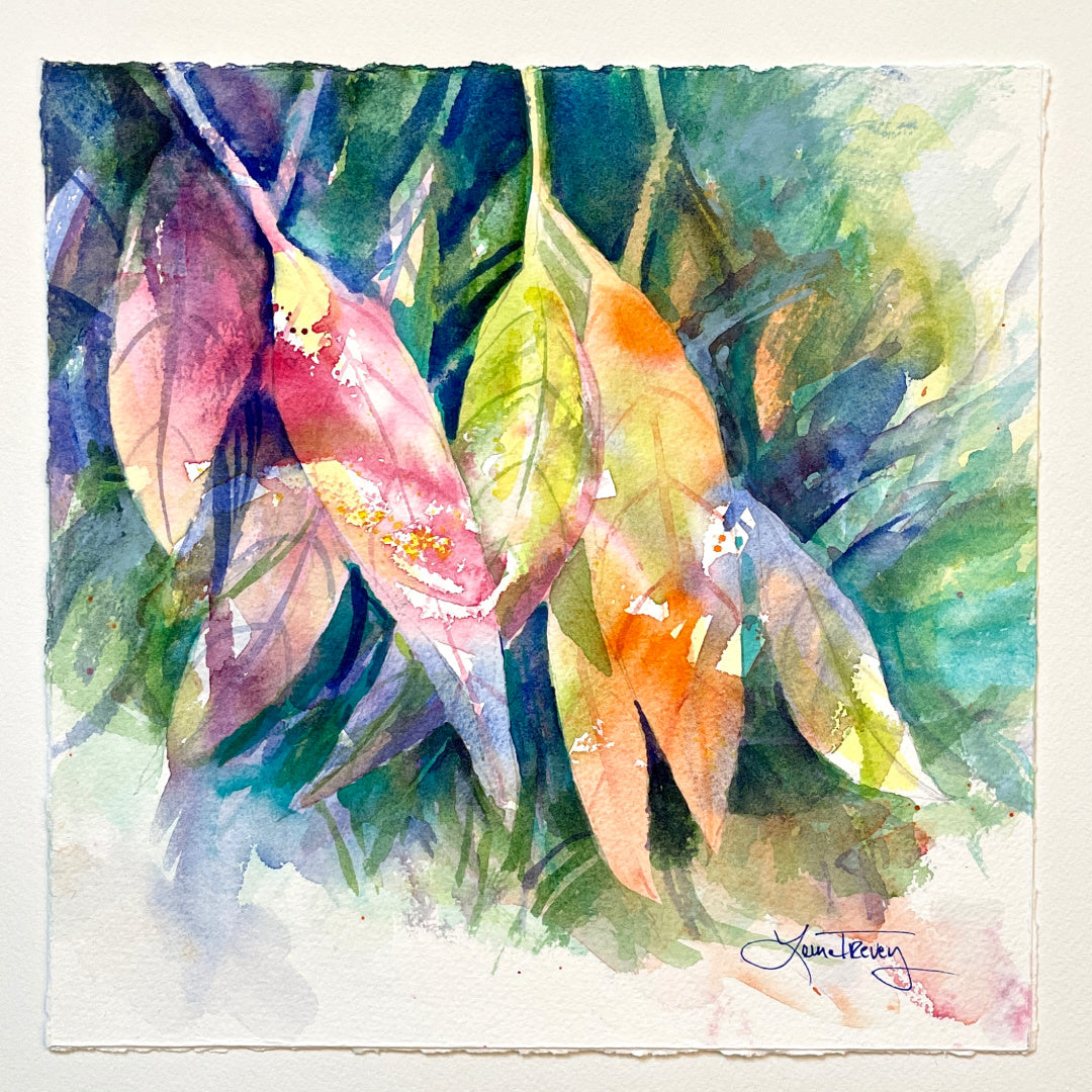 Abstract Leaves Watercolor 10x10