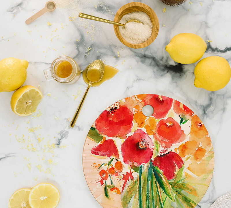 Colorful Floral Round Cutting Board