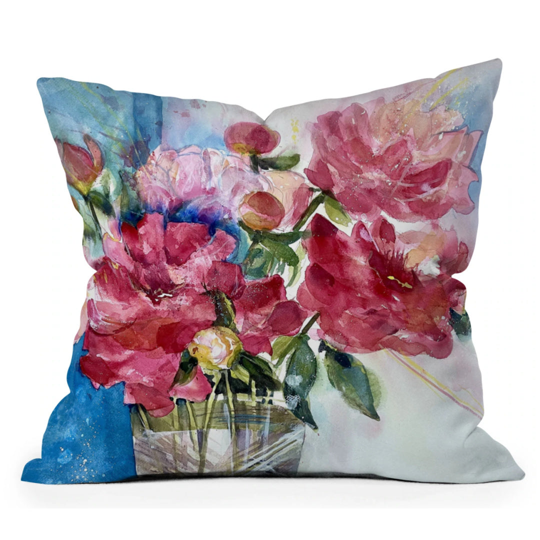 Peony For Your Thoughts Outdoor Throw Pillow